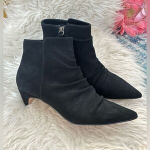 Splendid Ankle Booties Black Suede Kitten Heels 8
